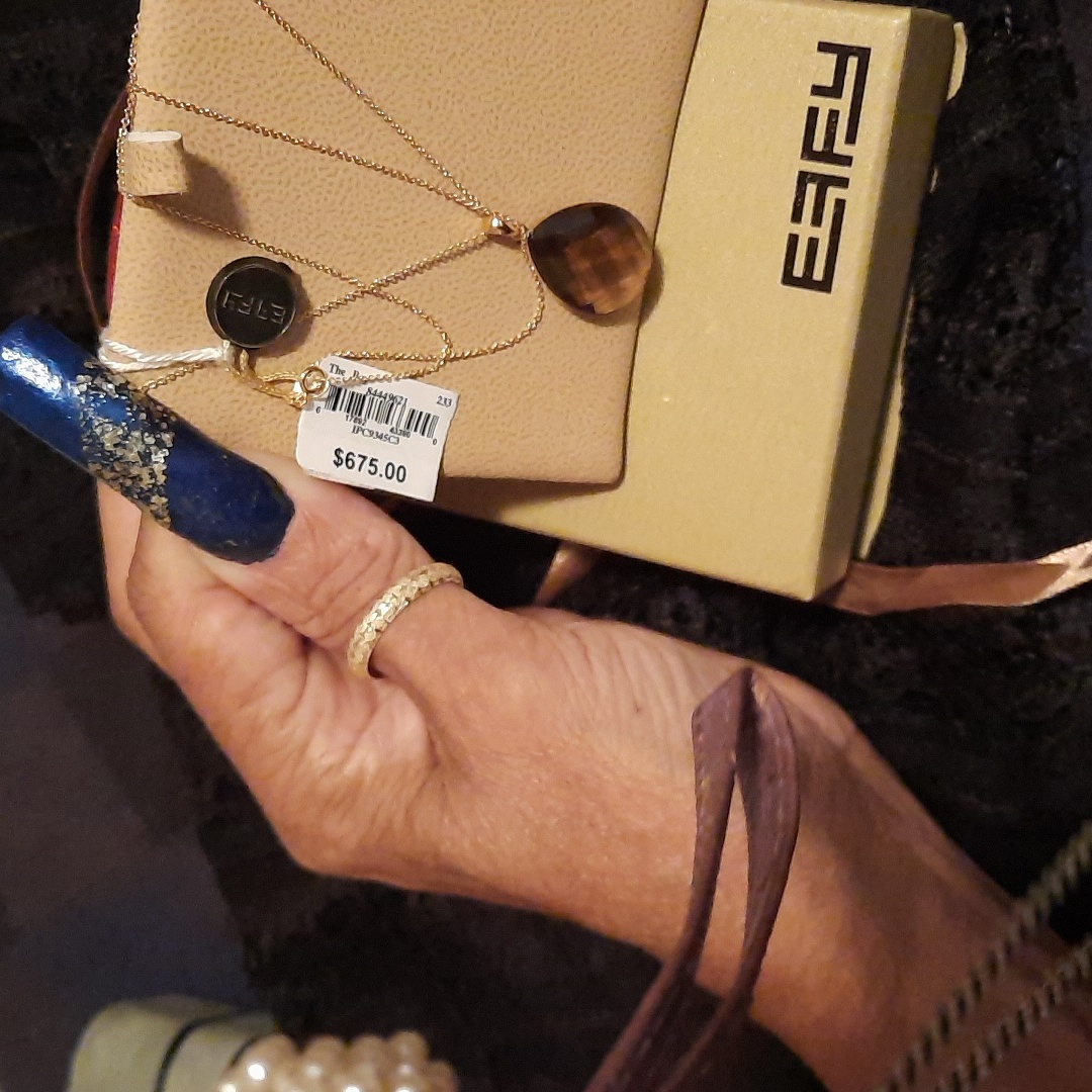 Nwt Authentic Genuine Solid 14k Effy Smoky Topaz Yellow Gold & Effy Gift Bag